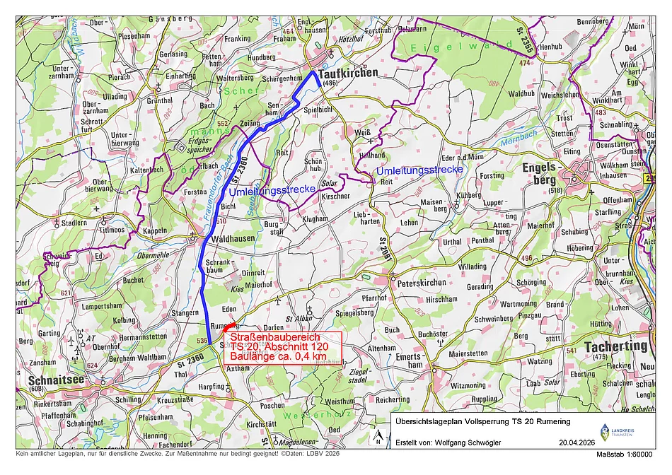 Vollsperrung Kreisstraße TS 20